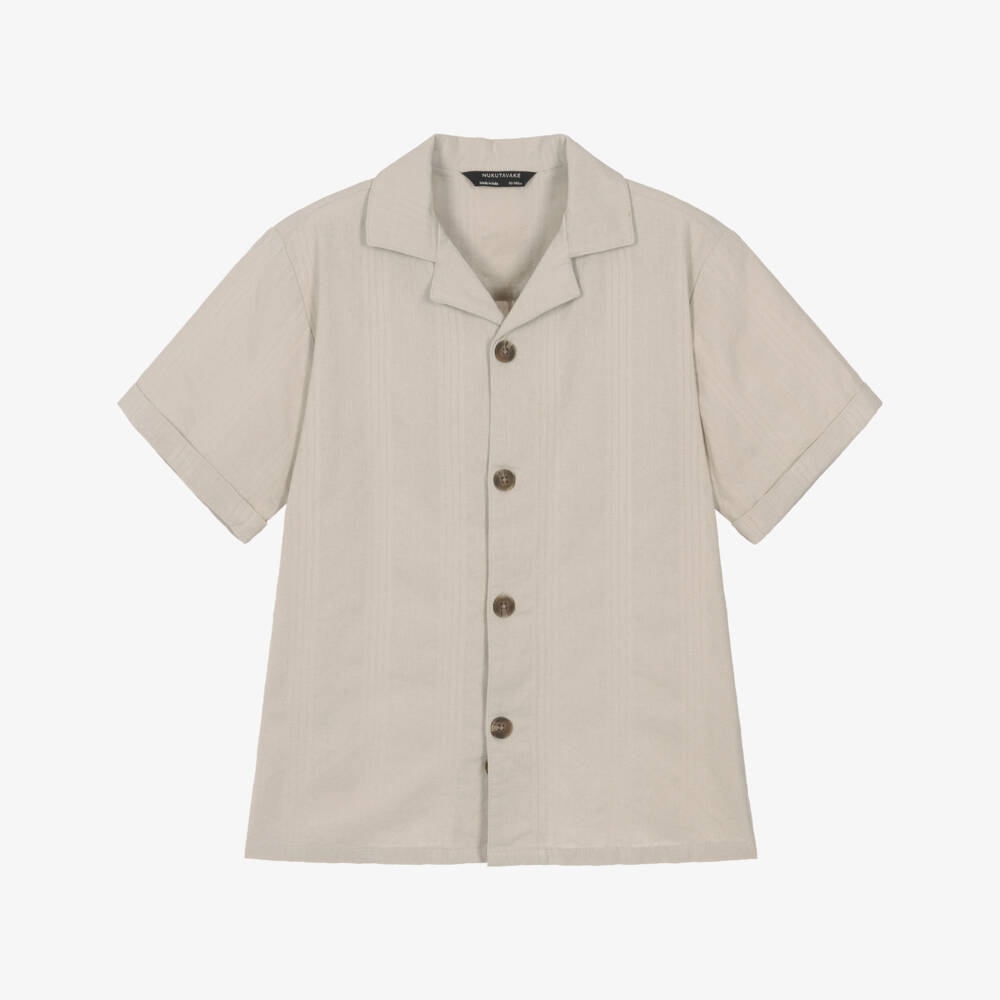 Mayoral Nukutavake-Boys Beige Cotton Resort Shirt | Childrensalon