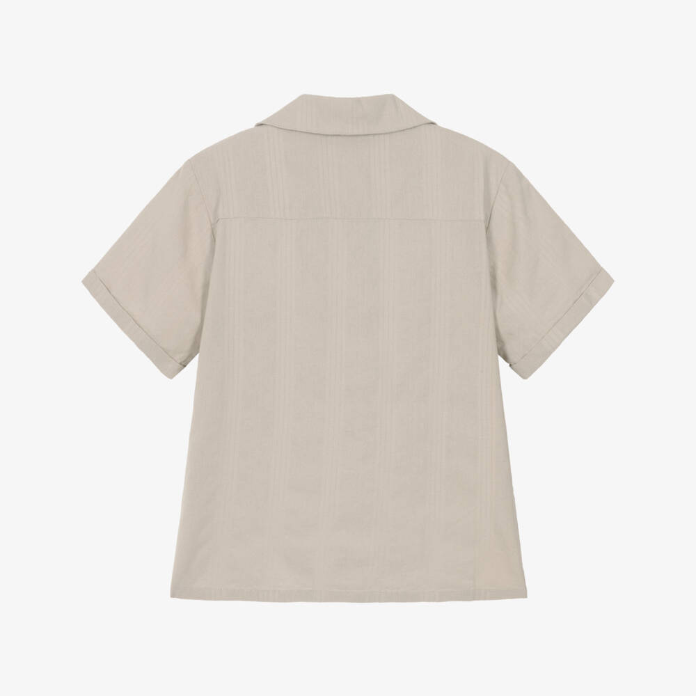 Mayoral Nukutavake-Boys Beige Cotton Resort Shirt | Childrensalon