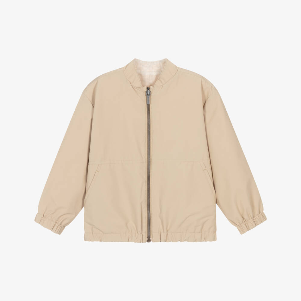 Mayoral-Boys Beige Cotton Reversible Jacket | Childrensalon
