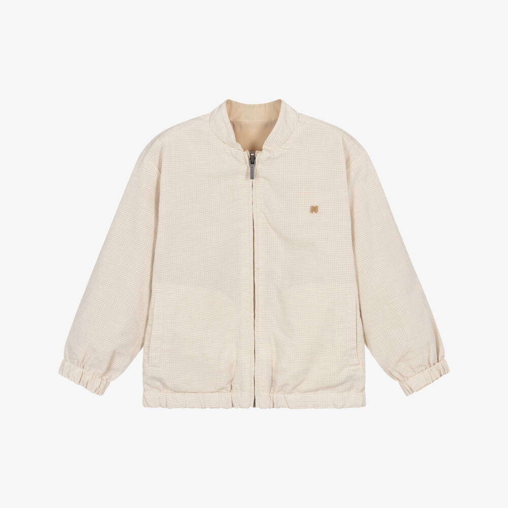 Mayoral-Boys Beige Cotton Reversible Jacket | Childrensalon