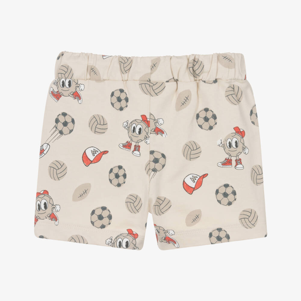 Mayoral-Boys Beige Cotton Shorts with Sporty Graphics | Childrensalon