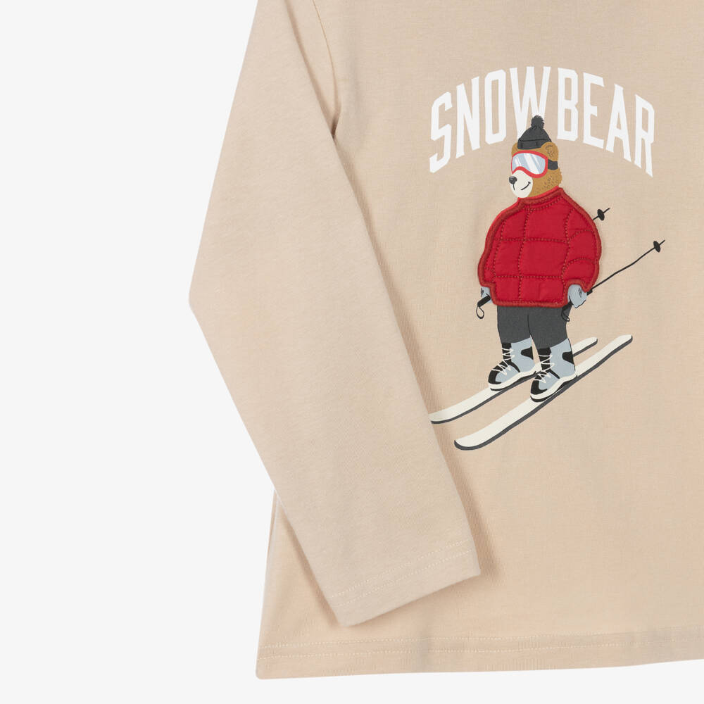 Mayoral-Boys Beige Cotton Snow Bear Top | Childrensalon