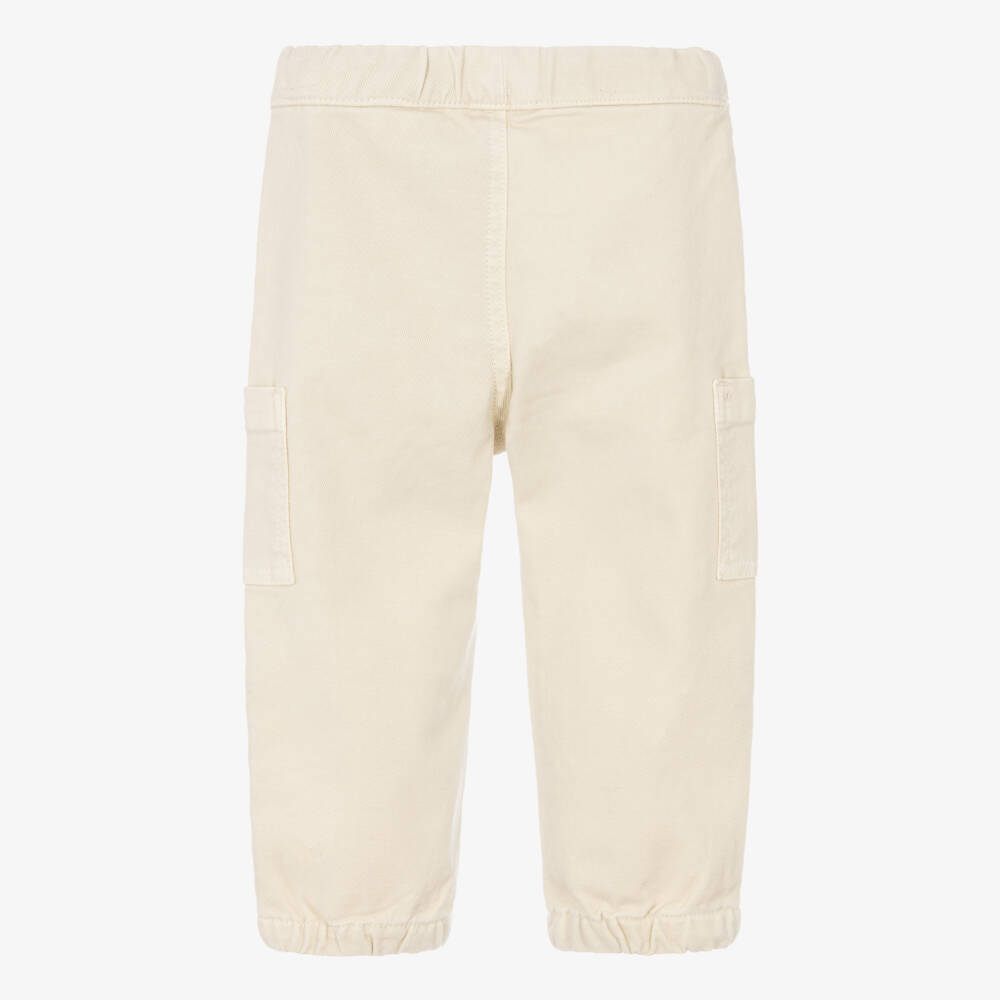 Mayoral-Boys Beige Cotton Twill Cargo Joggers | Childrensalon