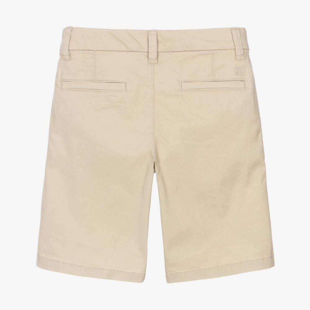 Mayoral Nukutavake-Boys Beige Cotton Twill Chino Shorts | Childrensalon