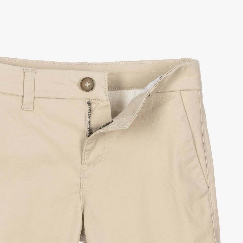 Mayoral Nukutavake-Boys Beige Cotton Twill Chino Shorts | Childrensalon