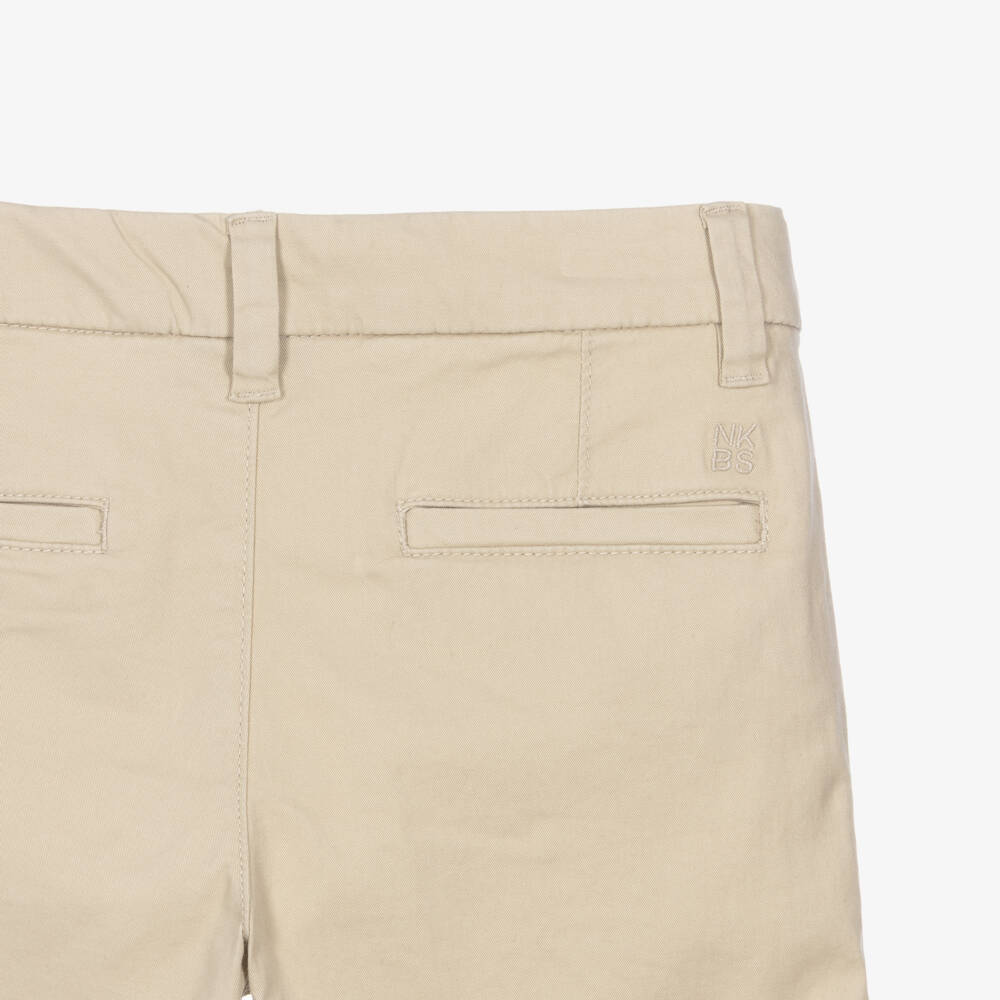 Mayoral Nukutavake-Boys Beige Cotton Twill Chino Shorts | Childrensalon