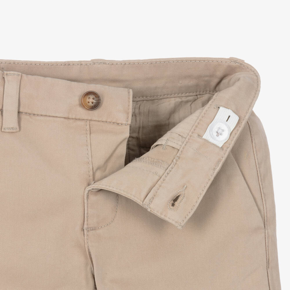 Mayoral-Boys Beige Cotton Twill Chino Trousers | Childrensalon
