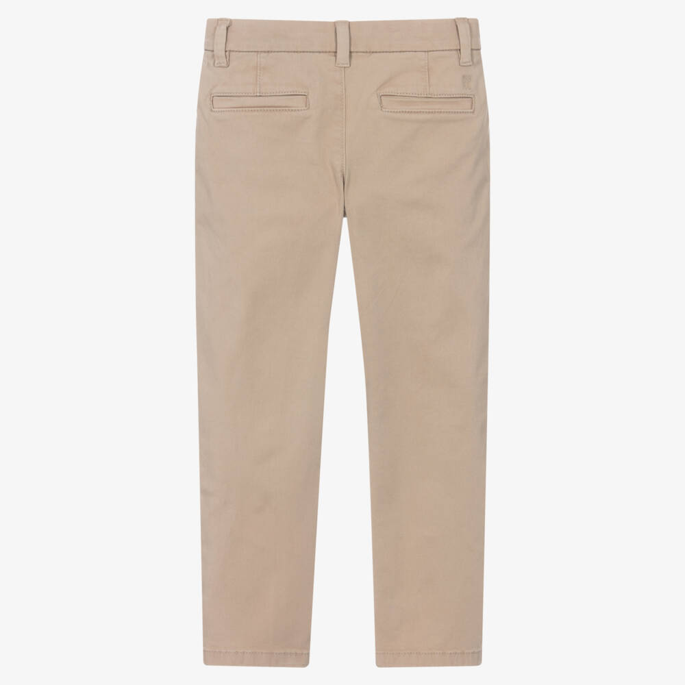 Mayoral-Boys Beige Cotton Twill Chino Trousers | Childrensalon