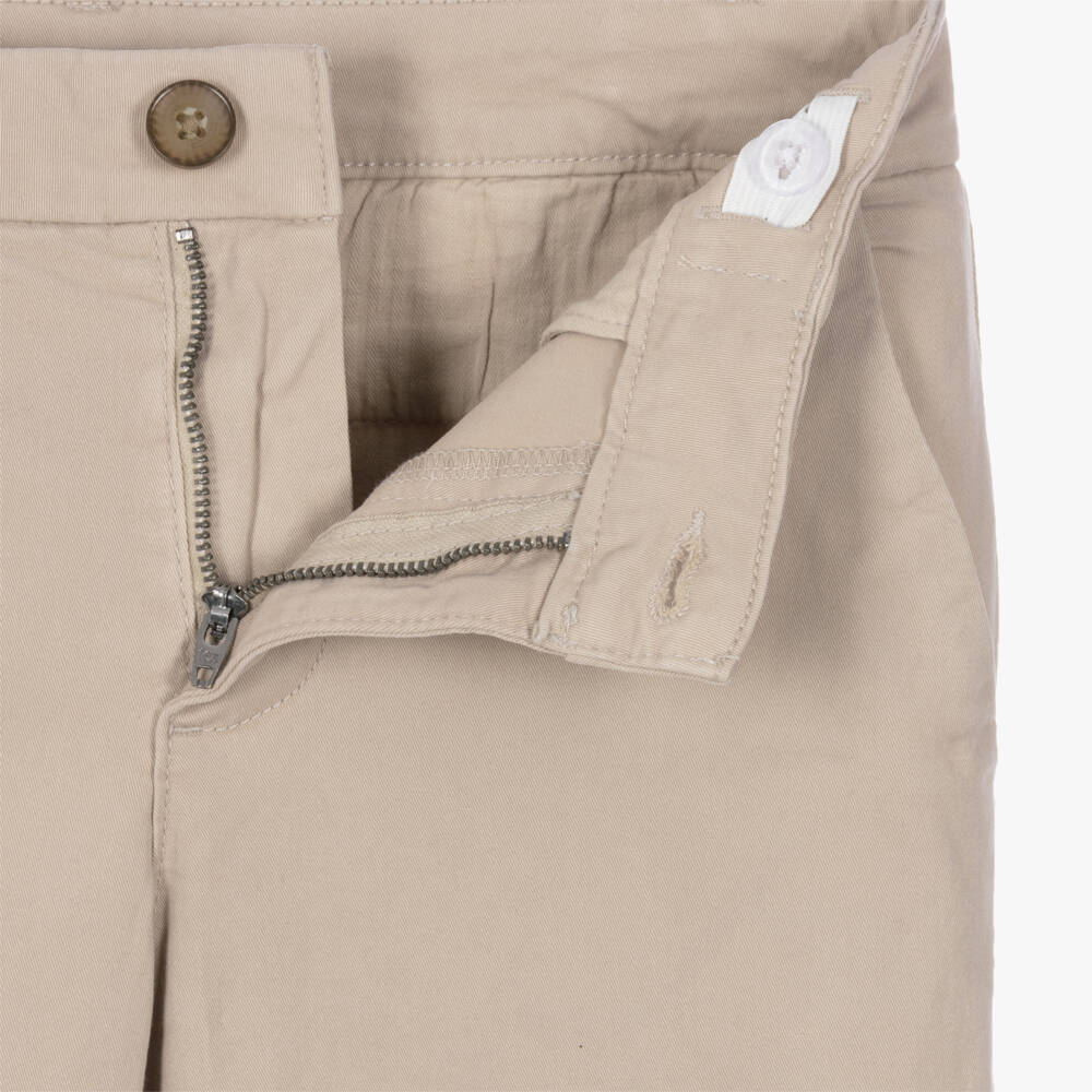 Mayoral Nukutavake-Boys Beige Cotton Twill Chinos | Childrensalon