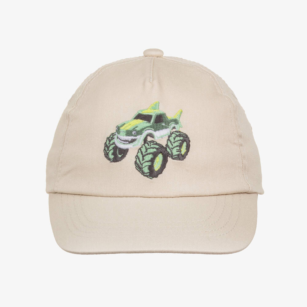 Mayoral-Boys Beige Cotton Twill Monster Truck Cap | Childrensalon