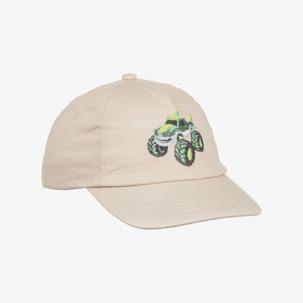 Mayoral-Boys Beige Cotton Twill Monster Truck Cap | Childrensalon