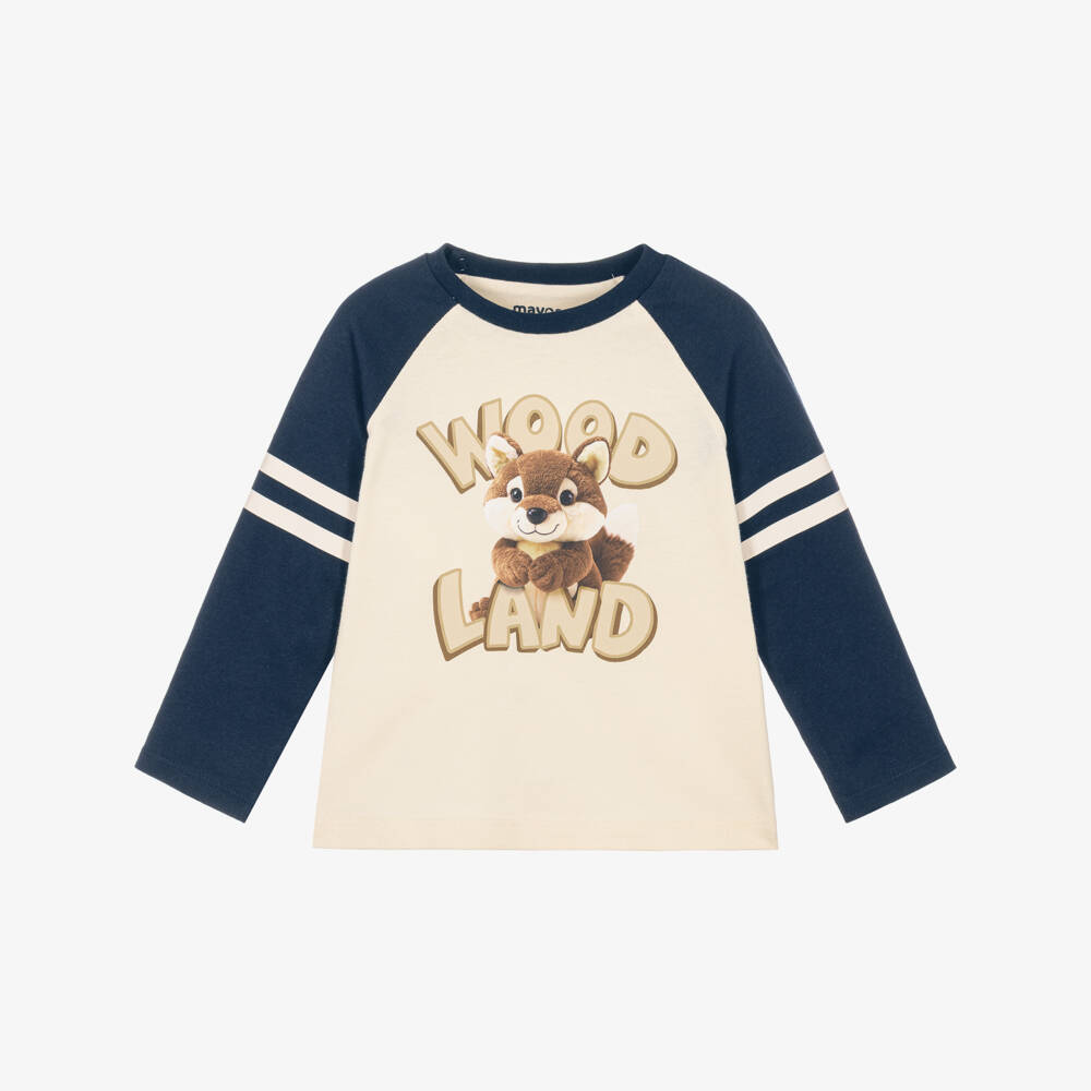 Mayoral-Boys Beige Cotton Woodland Animals Top | Childrensalon