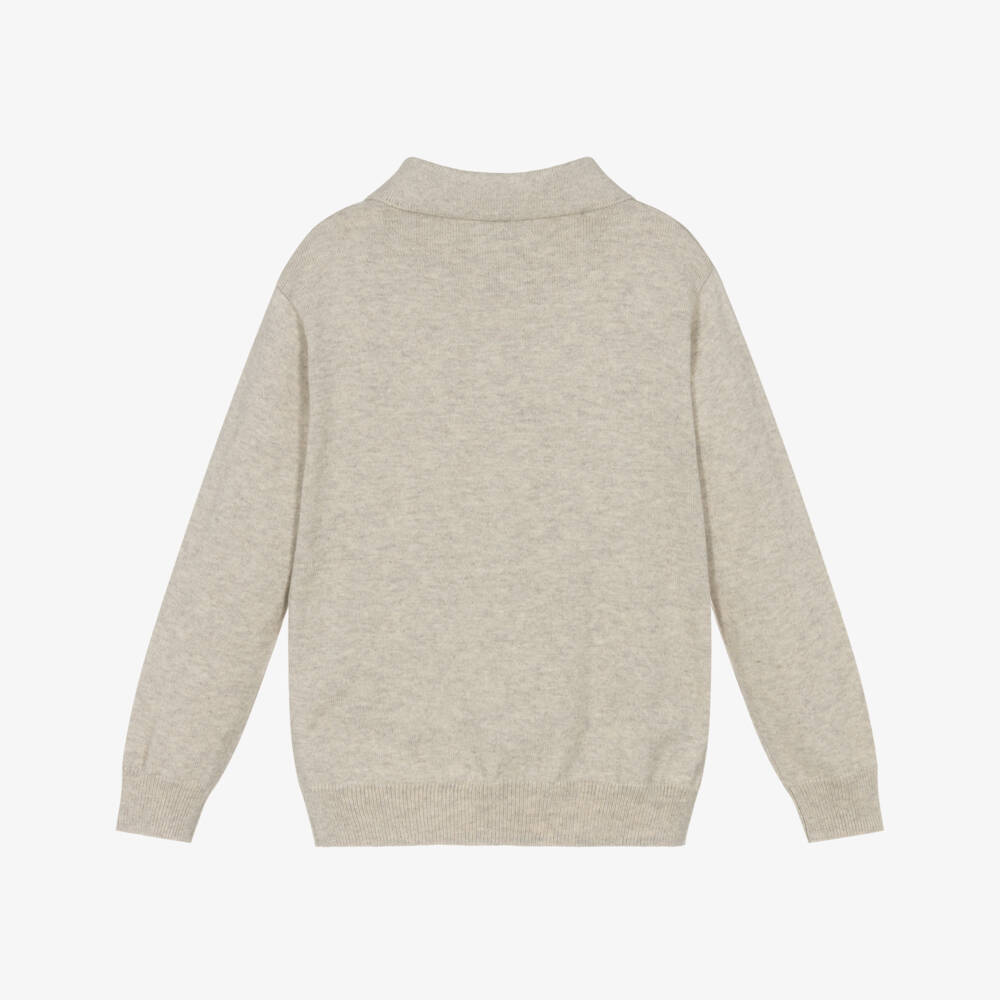 Mayoral-قميص بولو قطن وصوف محبوك لون بيج للأولاد  | Childrensalon