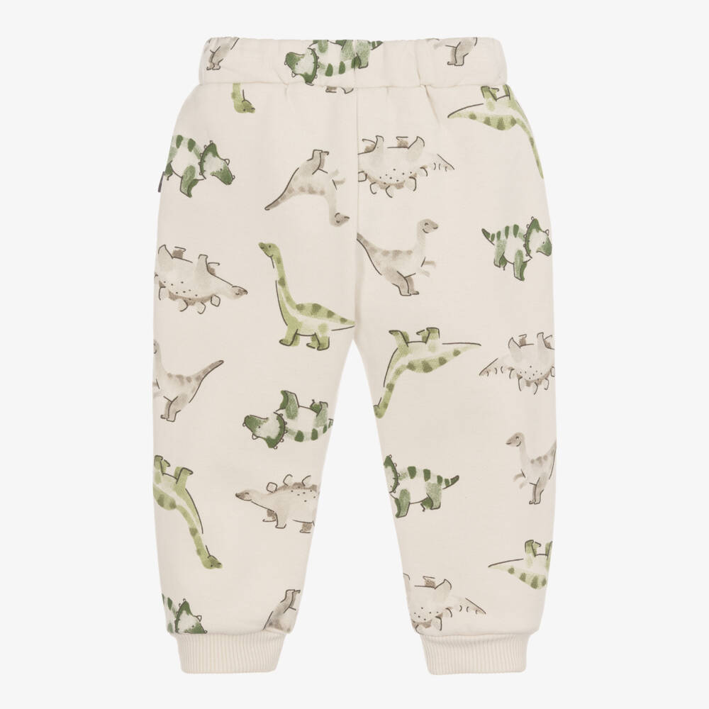 Mayoral-Boys Beige Dino Pattern Jersey Joggers | Childrensalon
