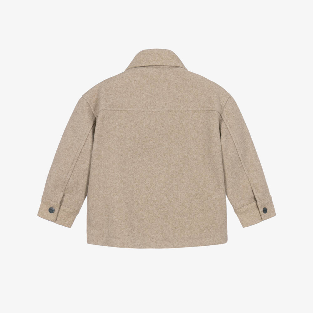 Mayoral-Boys Beige Felted Shacket | Childrensalon