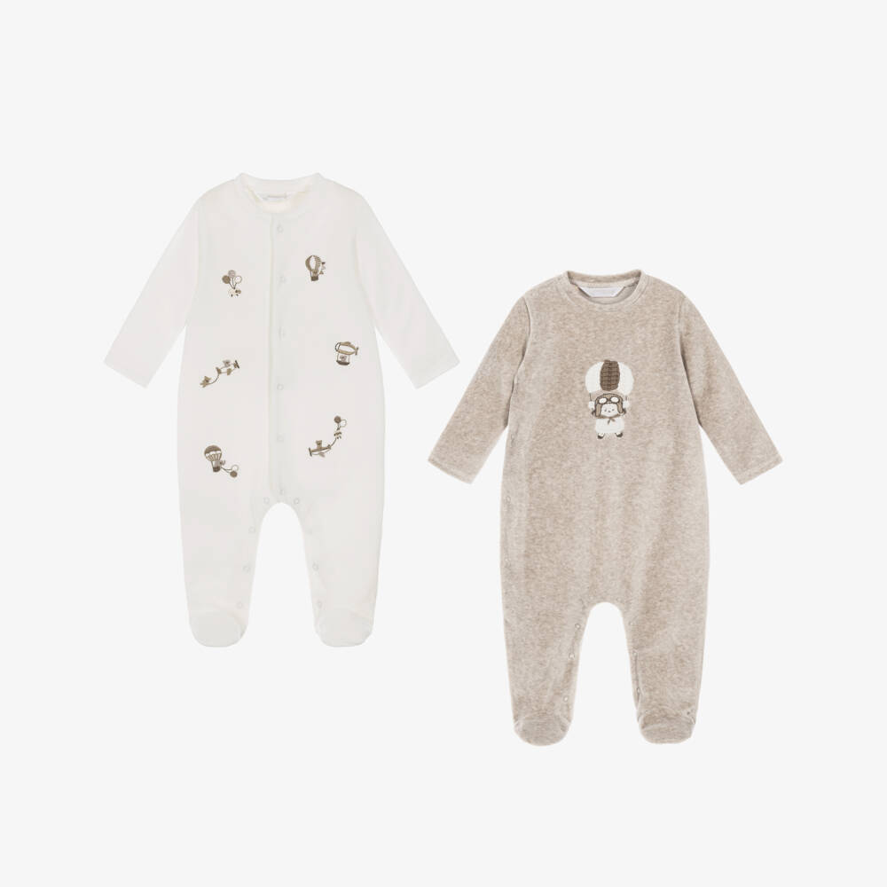 Mayoral Для новорожденных-Boys Beige & Ivory Balloon Babygrows (2 Pack) | Childrensalon