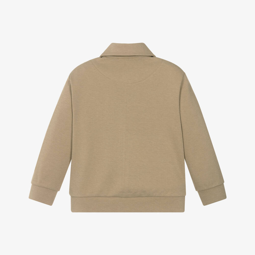 Mayoral-Boys Beige Jersey Zip-Up Top | Childrensalon