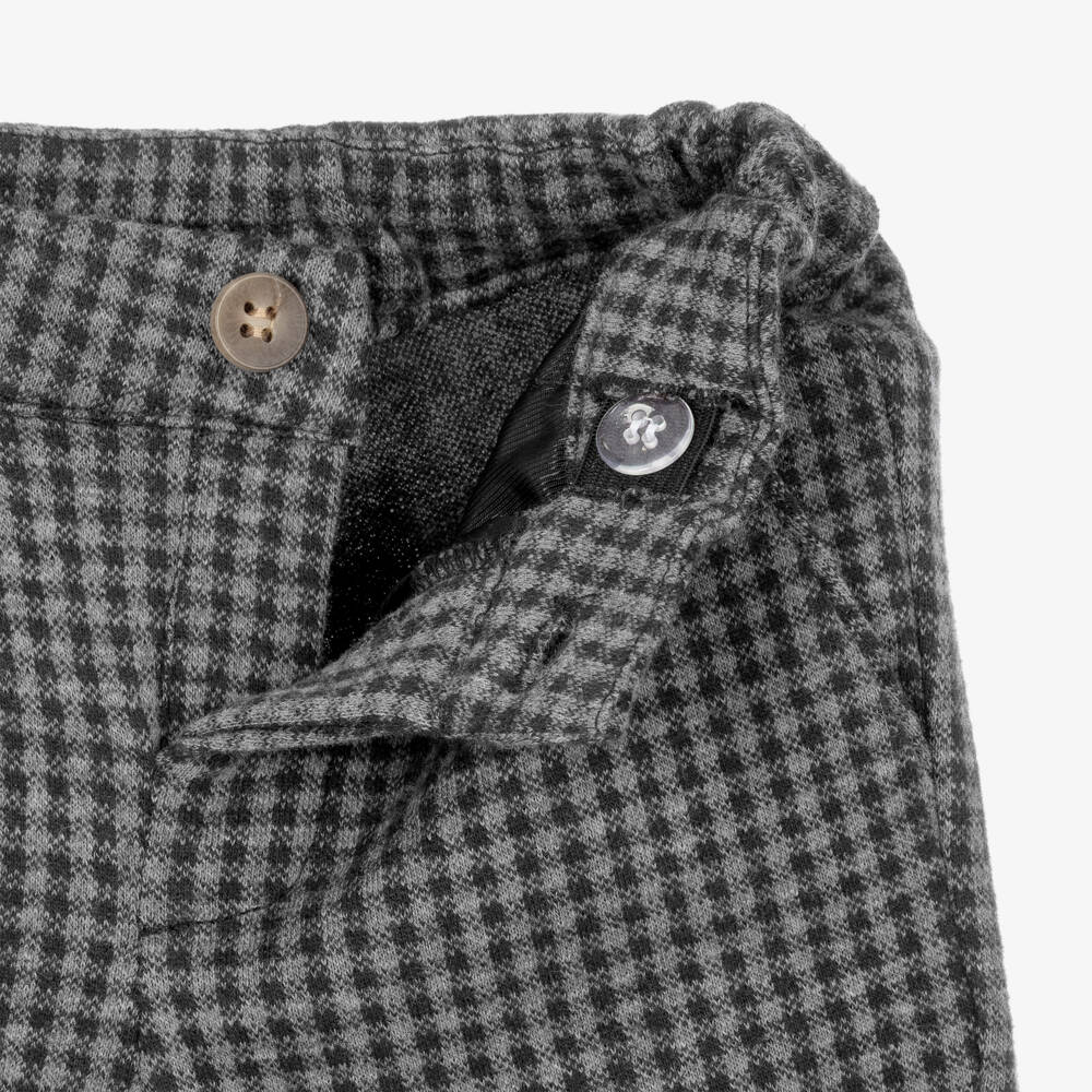 Mayoral-Boys Beige Knit & Grey Check Trouser Set | Childrensalon