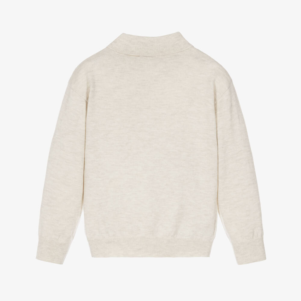 Mayoral-Boys Beige Knit Polo-Style Sweater | Childrensalon