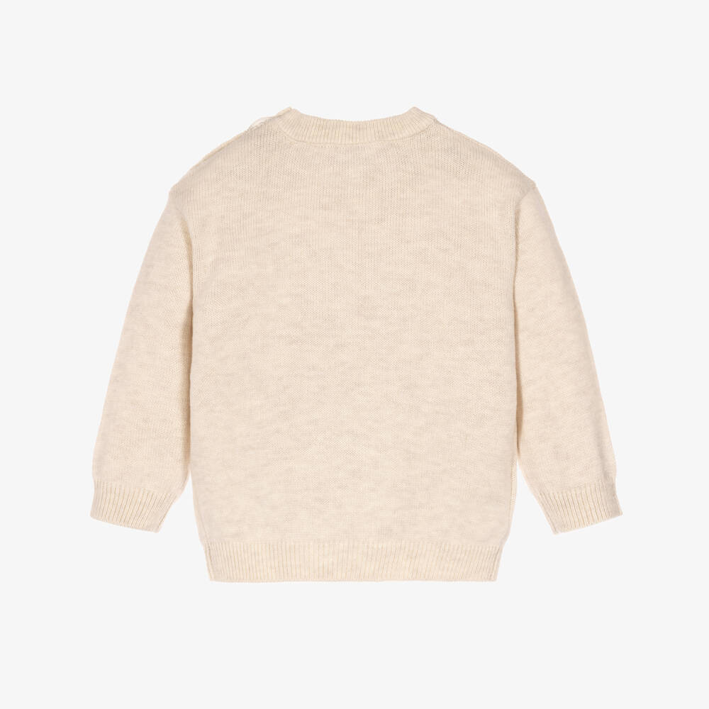 Mayoral-Boys Beige Knit Sweater with Dog Motif | Childrensalon