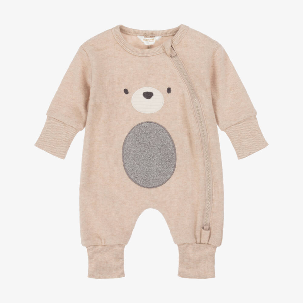 Mayoral Для новорожденных-Boys Beige Knitted Animal Babysuit Set | Childrensalon