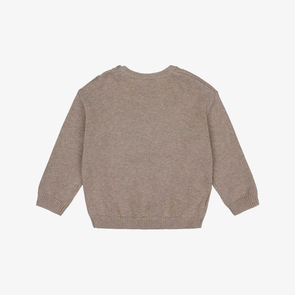 Mayoral-Boys Beige Knitted Sweater with Dino Friends | Childrensalon