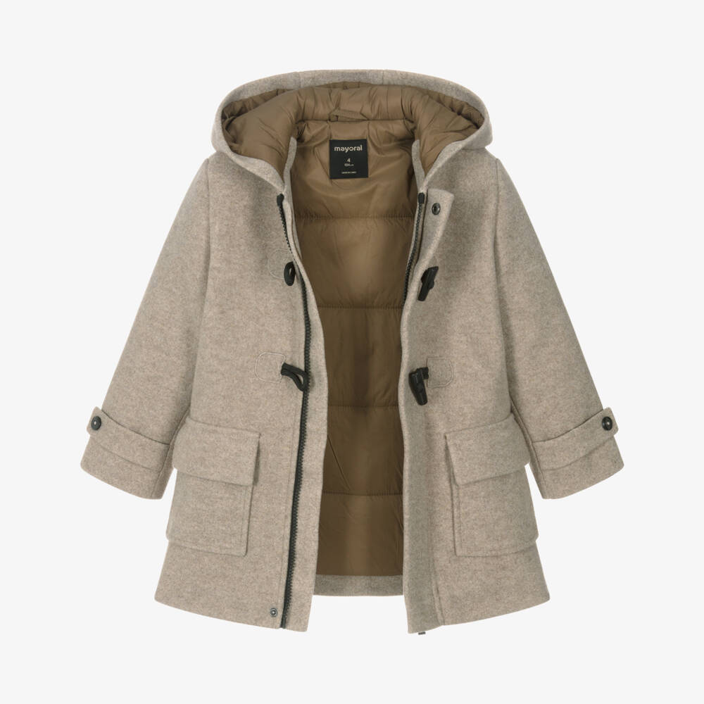 Mayoral-Boys Beige Marl Duffle Coat | Childrensalon
