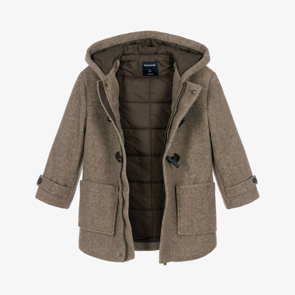 Mayoral-Boys Beige Padded Duffle Coat | Childrensalon