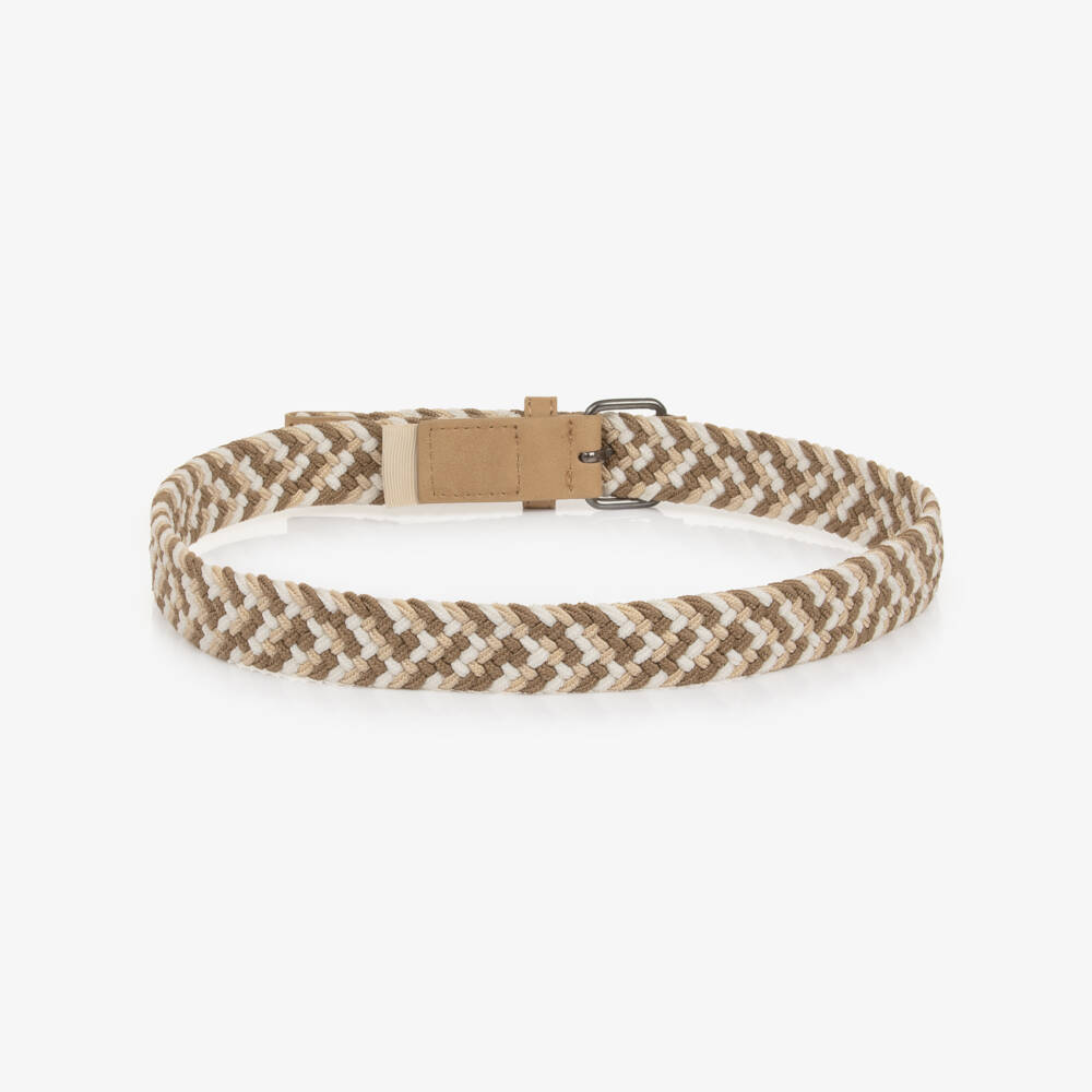 Mayoral-Boys Beige Plaited Buckle Belt | Childrensalon