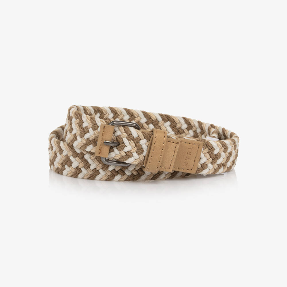 Mayoral-Boys Beige Plaited Buckle Belt | Childrensalon