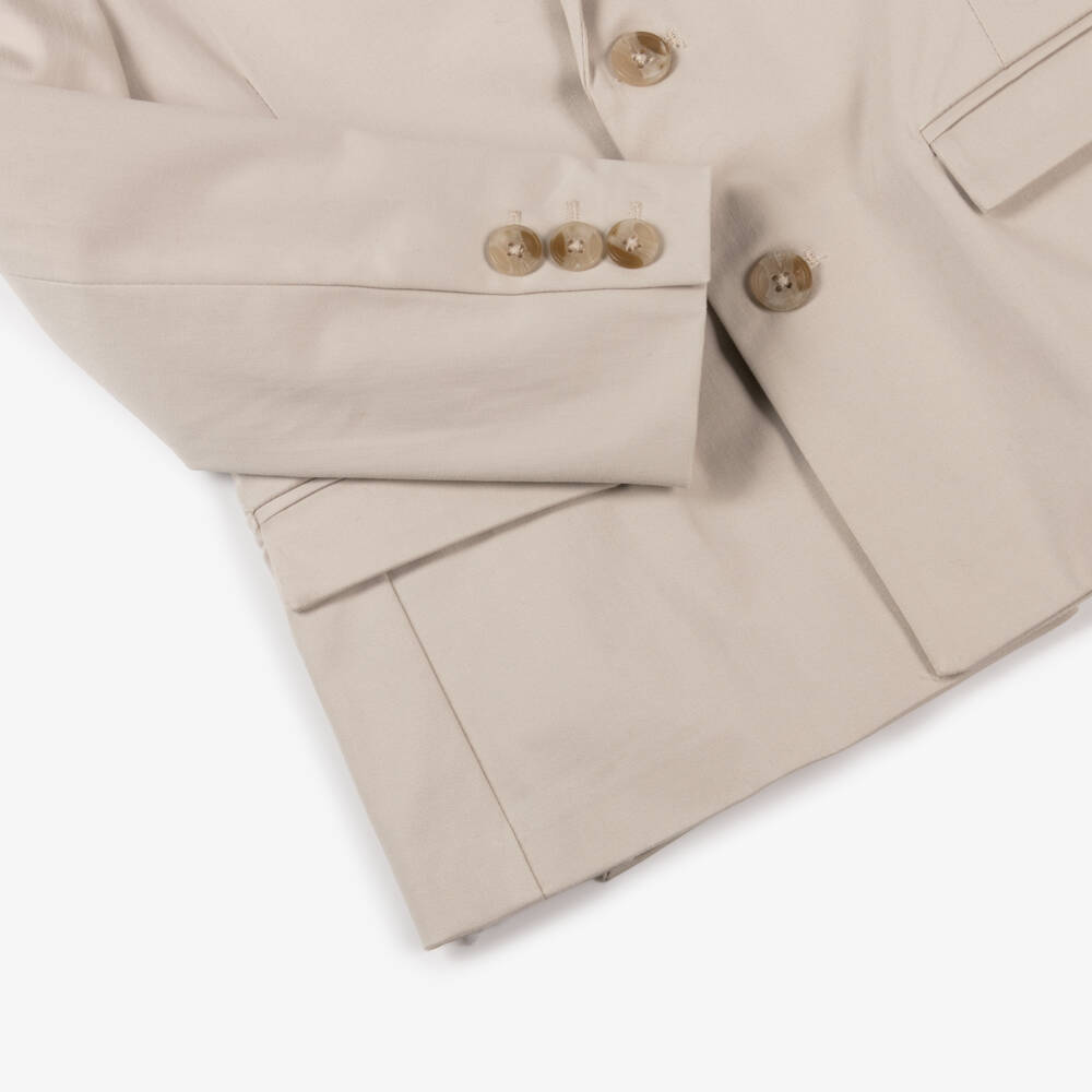 Mayoral-Boys Beige Single Breasted Cotton Blazer | Childrensalon