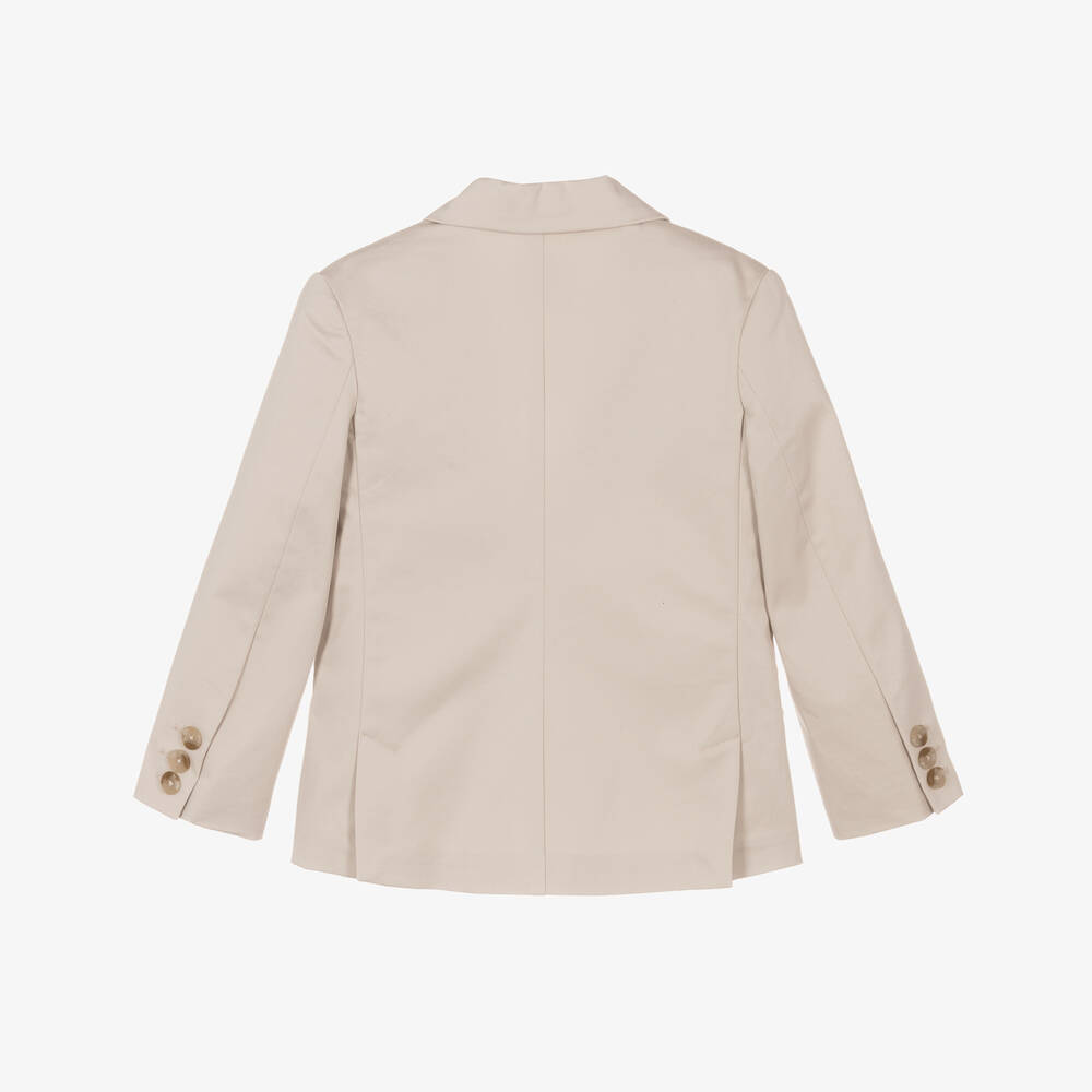 Mayoral-Boys Beige Single Breasted Cotton Blazer | Childrensalon
