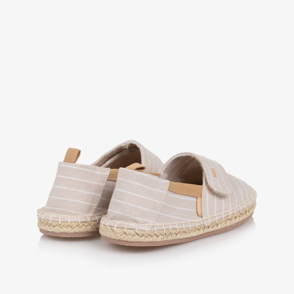 Mayoral-Boys Beige Stripe Cotton & Linen Espadrilles | Childrensalon