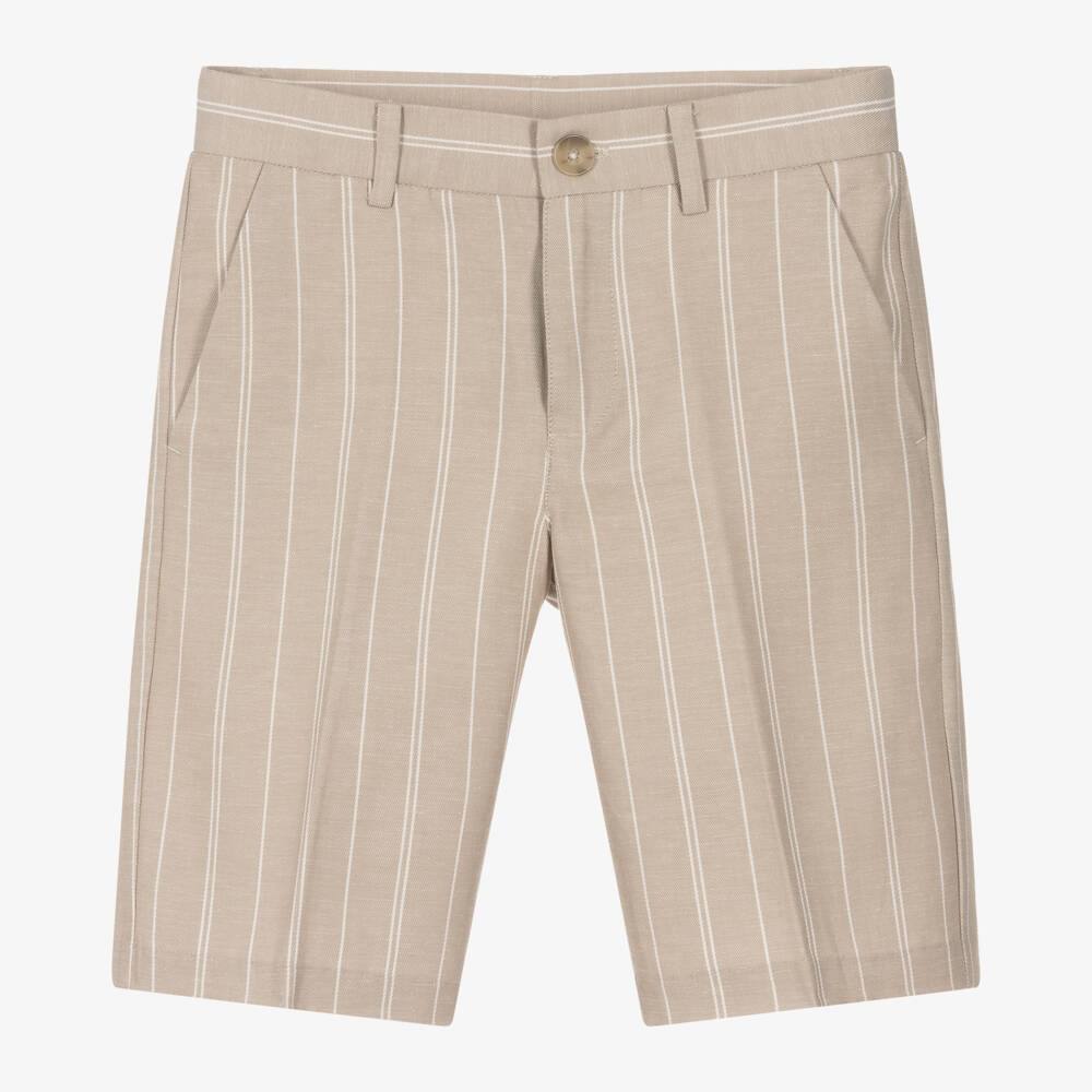 Lil Legs Boys Flat Cotton Dress Shorts - Taupe main image 1