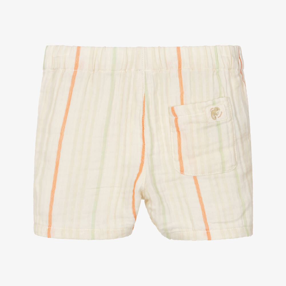 Mayoral-Boys Beige Striped Cotton Muslin Shorts | Childrensalon