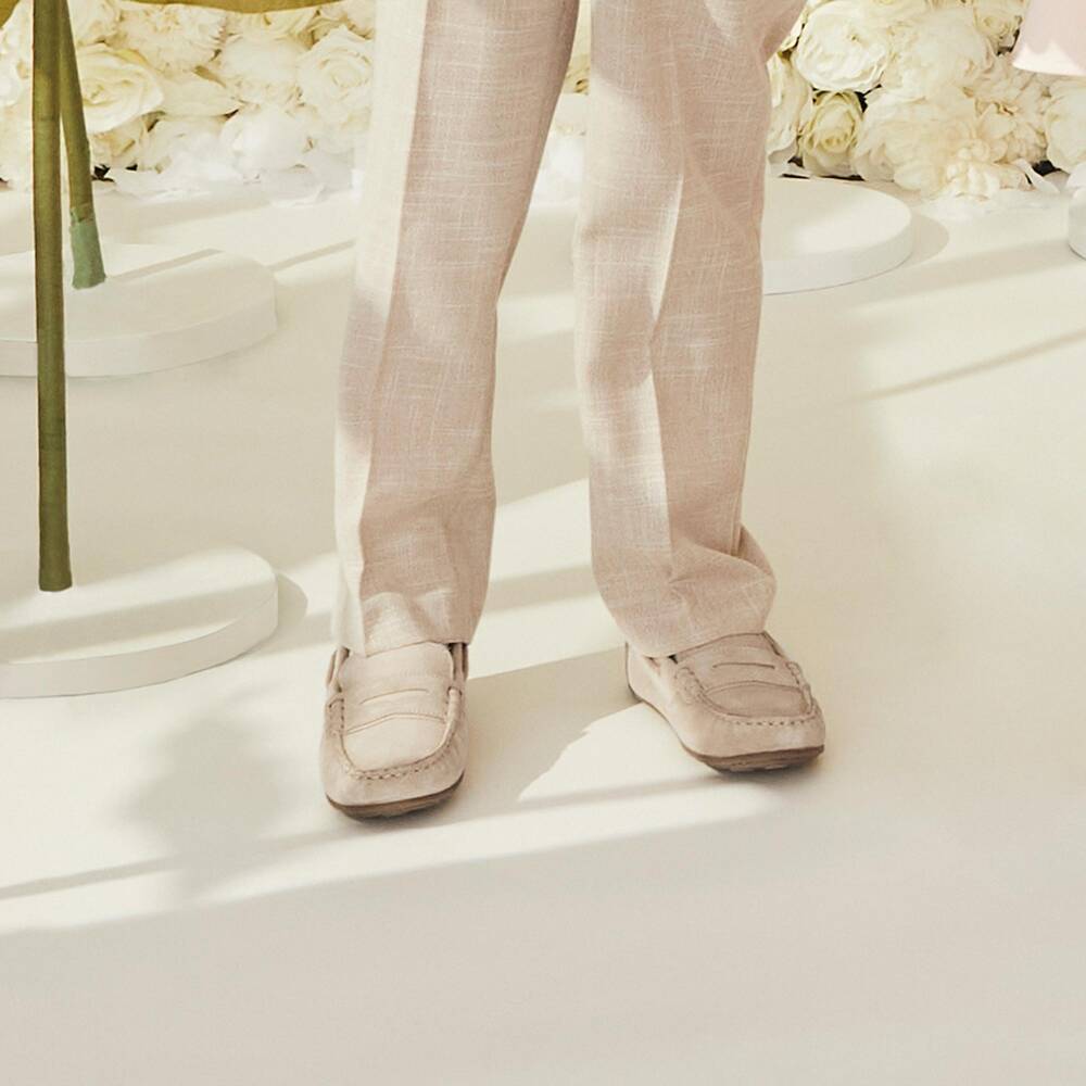 Mayoral-Boys Beige Suede Leather Moccasins | Childrensalon