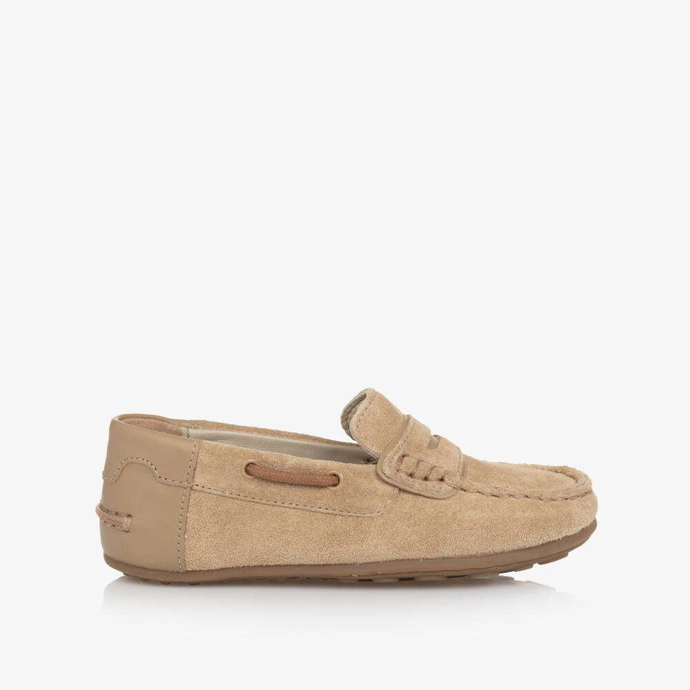 Mayoral-Boys Beige Suede Moccasin Shoes | Childrensalon