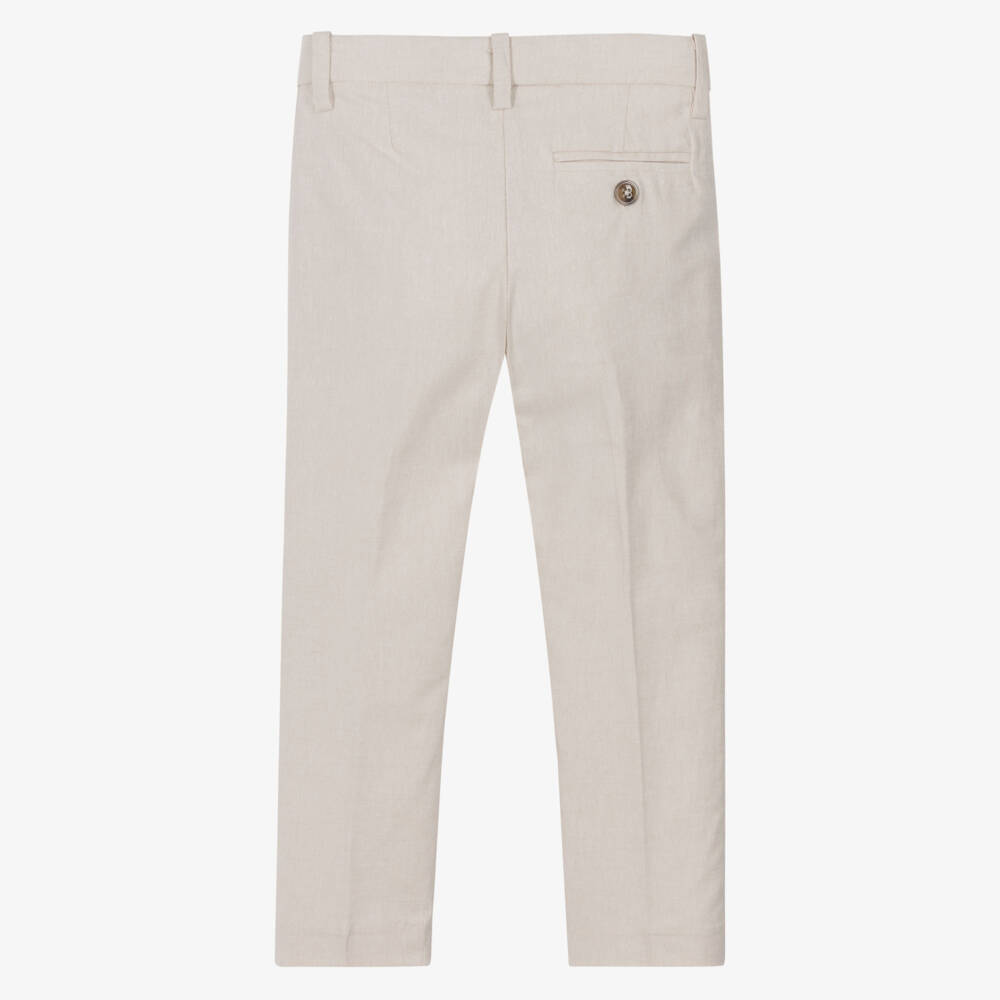 Mayoral-Boys Beige Tailored Chino Trousers | Childrensalon