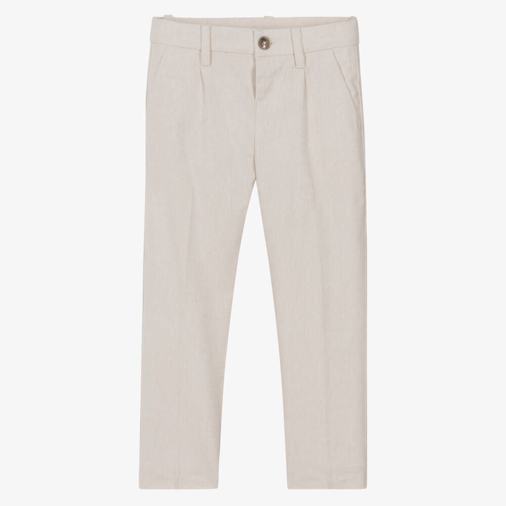 Mayoral-Boys Beige Tailored Chino Trousers | Childrensalon