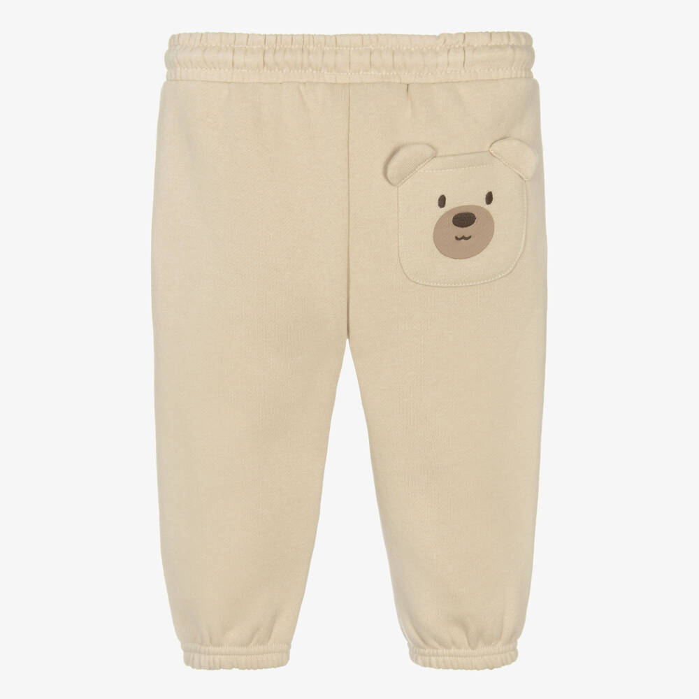 Mayoral-Boys Beige Teddy Bear Jersey Joggers | Childrensalon