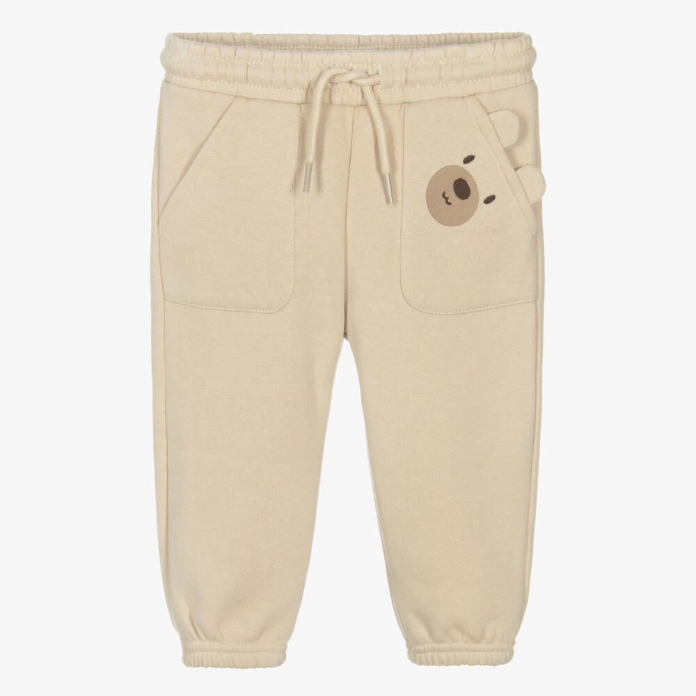 Mayoral-Boys Beige Teddy Bear Jersey Joggers | Childrensalon
