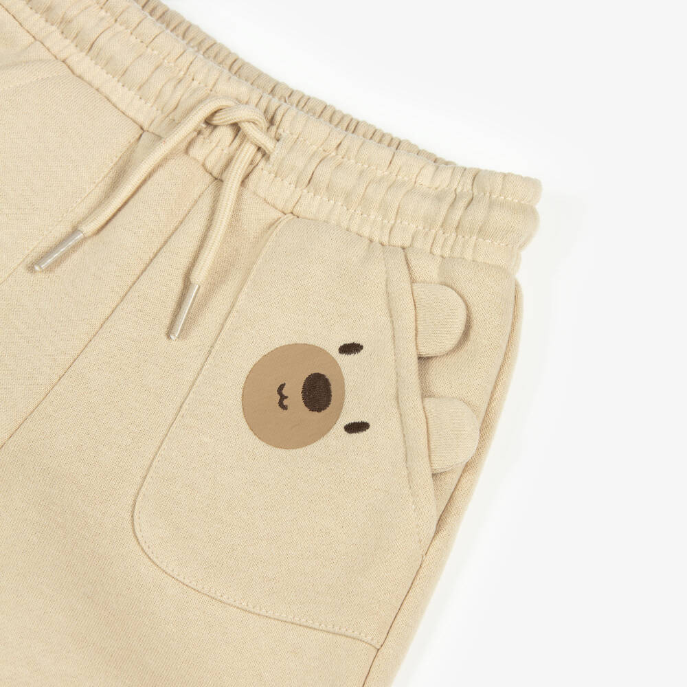 Mayoral-Boys Beige Teddy Bear Jersey Joggers | Childrensalon