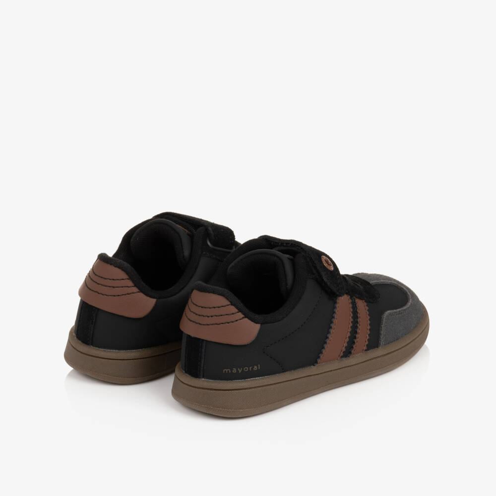 Mayoral-Boys Black & Brown Trainers with Suede Trims | Childrensalon