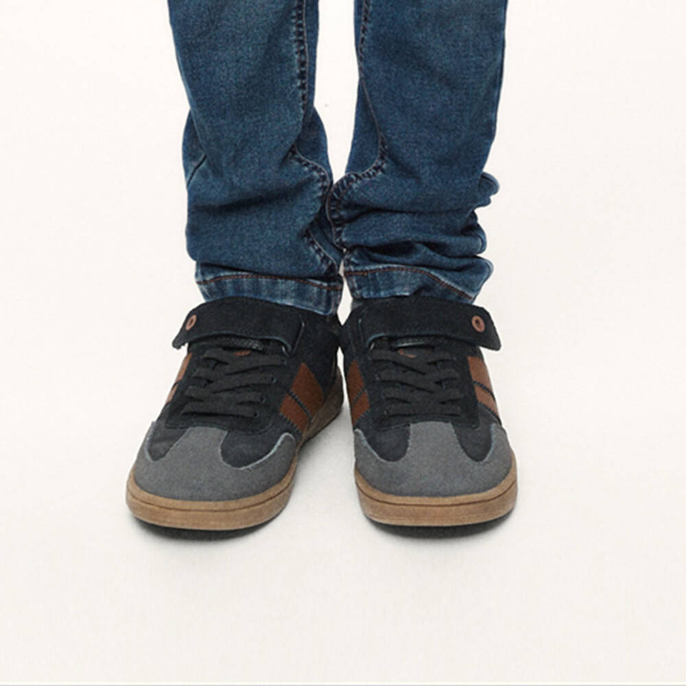 Mayoral-Boys Black & Brown Trainers with Suede Trims | Childrensalon