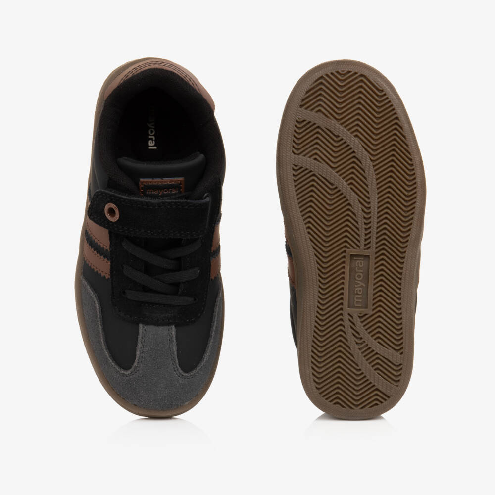 Mayoral-Boys Black & Brown Trainers with Suede Trims | Childrensalon