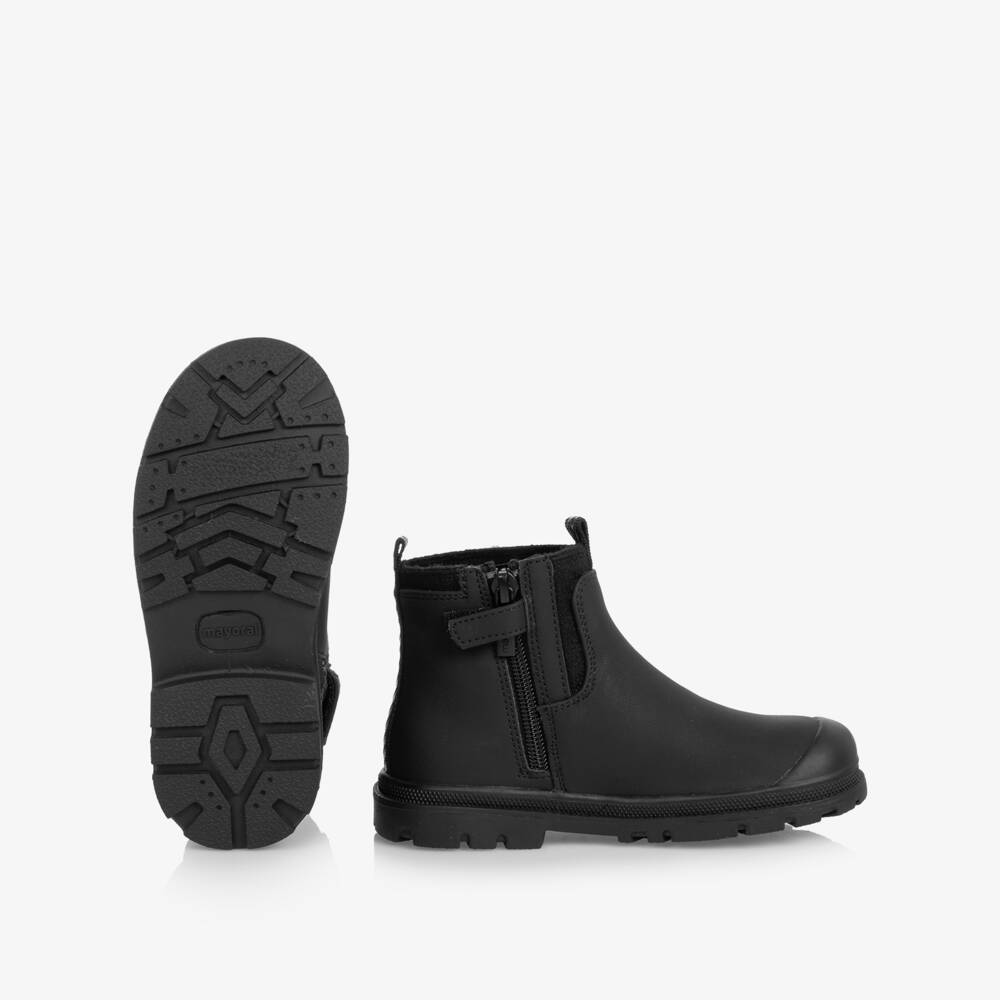 Mayoral-Boys Black Chelsea Boots in Faux Leather | Childrensalon
