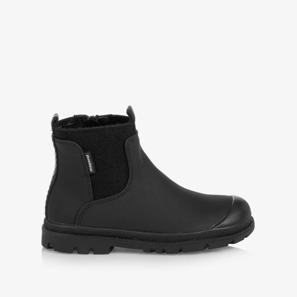 Mayoral-Boys Black Chelsea Boots in Faux Leather | Childrensalon