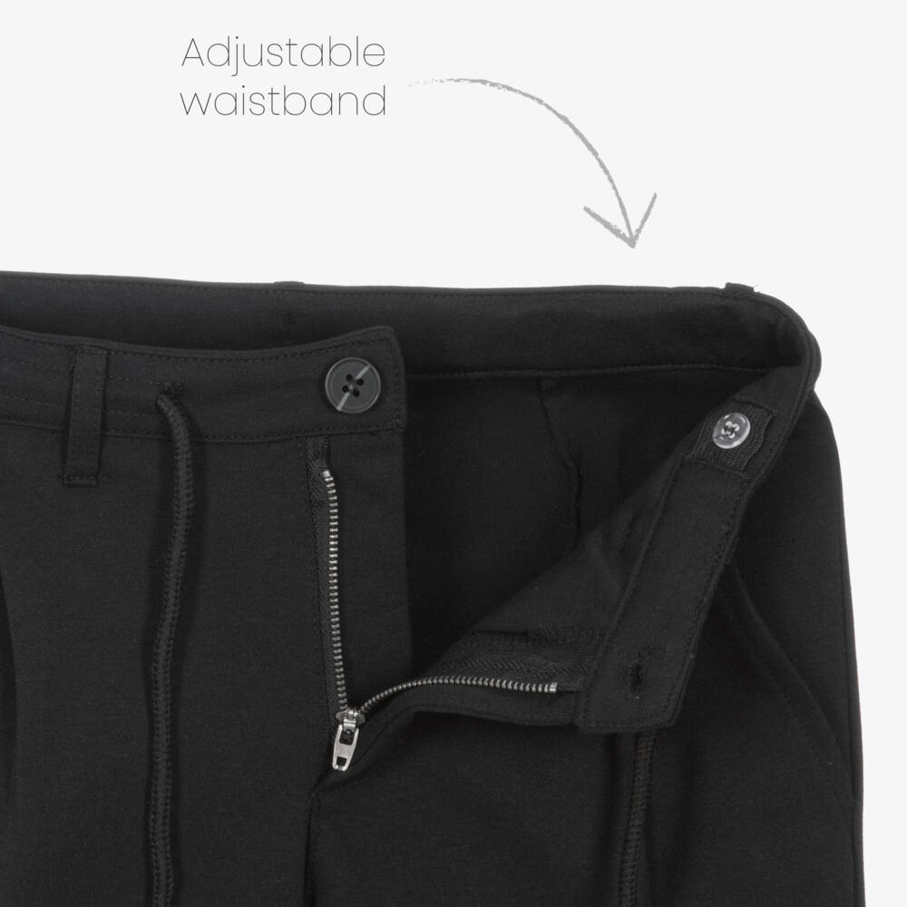 Mayoral Nukutavake-Boys Black Chino Relaxed Jersey Trousers | Childrensalon