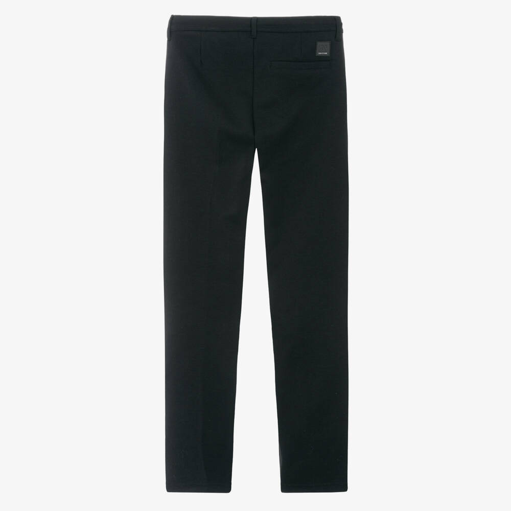 Mayoral Nukutavake-Boys Black Chino Relaxed Jersey Trousers | Childrensalon