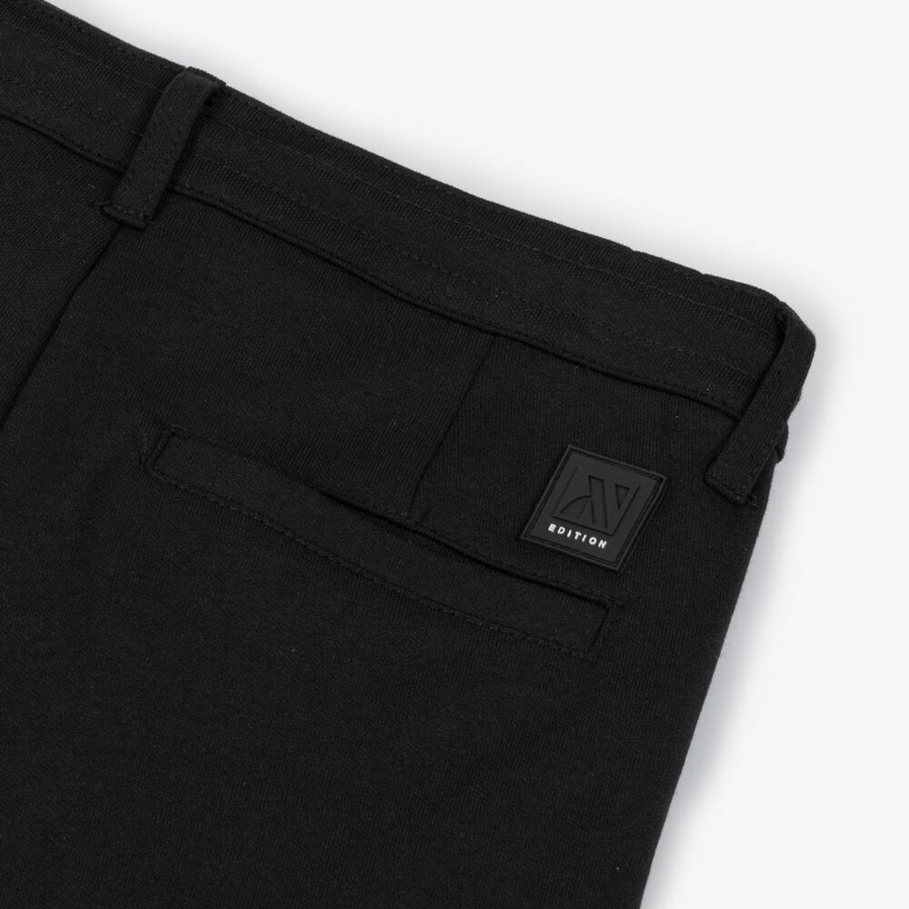 Mayoral Nukutavake-Boys Black Chino Relaxed Jersey Trousers | Childrensalon